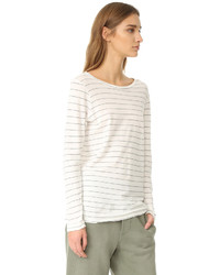 Женская белая футболка с длинным рукавом в горизонтальную полоску от Current/Elliott
