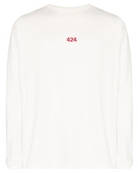 Мужская белая футболка с длинным рукавом с вышивкой от 424
