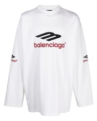 Мужская белая футболка с длинным рукавом с вышивкой от Balenciaga
