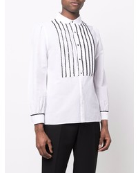 Мужская белая футболка с длинным рукавом с вышивкой от Saint Laurent