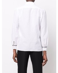 Мужская белая футболка с длинным рукавом с вышивкой от Saint Laurent
