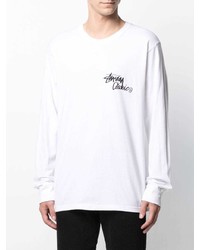 Мужская белая футболка с длинным рукавом с принтом от Stussy