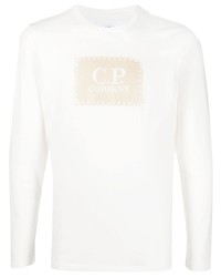 Мужская белая футболка с длинным рукавом с принтом от C.P. Company