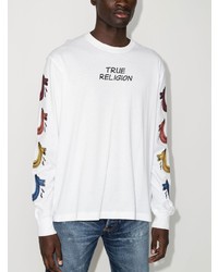 Мужская белая футболка с длинным рукавом с принтом от True Religion