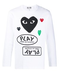 Мужская белая футболка с длинным рукавом с принтом от Comme Des Garcons Play