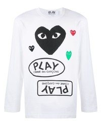 Мужская белая футболка с длинным рукавом с принтом от Comme Des Garcons Play