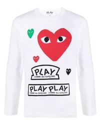 Мужская белая футболка с длинным рукавом с принтом от Comme Des Garcons Play