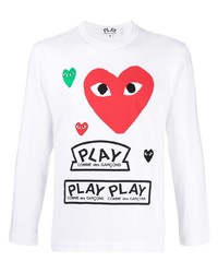 Мужская белая футболка с длинным рукавом с принтом от Comme Des Garcons Play