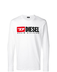 Мужская белая футболка с длинным рукавом с принтом от Diesel