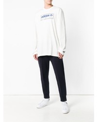 Мужская белая футболка с длинным рукавом с принтом от adidas