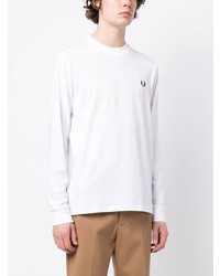 Мужская белая футболка с длинным рукавом с принтом от Fred Perry