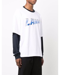 Мужская белая футболка с длинным рукавом с принтом от Lanvin