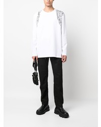 Мужская белая футболка с длинным рукавом с принтом от Alexander McQueen