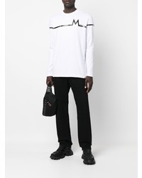 Мужская белая футболка с длинным рукавом с принтом от Moncler