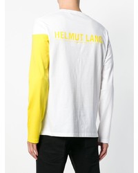 Мужская белая футболка с длинным рукавом с принтом от Helmut Lang