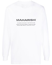 Мужская белая футболка с длинным рукавом с принтом от Maharishi