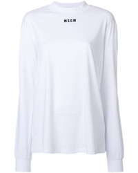 Женская белая футболка с длинным рукавом с принтом от MSGM