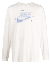 Мужская белая футболка с длинным рукавом с принтом от Nike