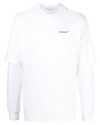 Мужская белая футболка с длинным рукавом с принтом от Off-White