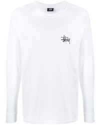 Мужская белая футболка с длинным рукавом с принтом от Stussy