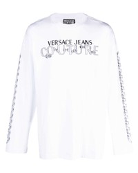 Мужская белая футболка с длинным рукавом с принтом от VERSACE JEANS COUTURE