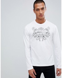 Мужская белая футболка с длинным рукавом с принтом от Versace Jeans