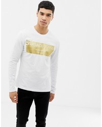 Мужская белая футболка с длинным рукавом с принтом от Versace Jeans