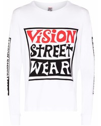 Мужская белая футболка с длинным рукавом с принтом от Vision Street Wear