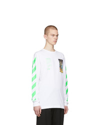 Мужская белая футболка с длинным рукавом с принтом от Off-White