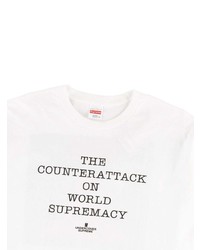 Мужская белая футболка с длинным рукавом с принтом от Supreme