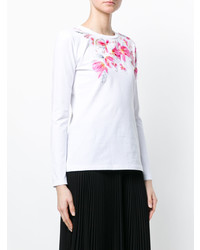 Женская белая футболка с длинным рукавом с украшением от Ermanno Scervino