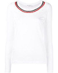 Женская белая футболка с длинным рукавом с украшением от Sonia Rykiel