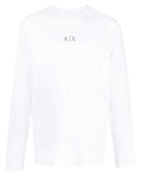 Мужская белая футболка с длинным рукавом от Armani Exchange