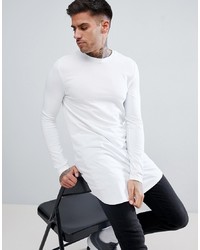 Мужская белая футболка с длинным рукавом от ASOS DESIGN