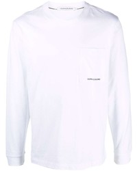 Мужская белая футболка с длинным рукавом от Calvin Klein Jeans