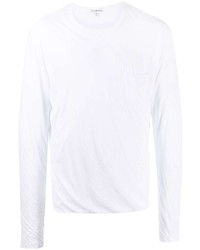 Мужская белая футболка с длинным рукавом от James Perse