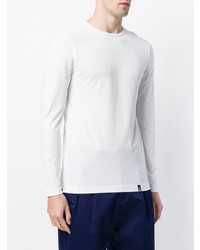 Мужская белая футболка с длинным рукавом от Drumohr
