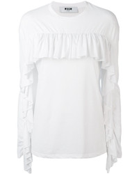 Женская белая футболка с длинным рукавом от MSGM