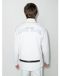 Мужская белая футболка с длинным рукавом от Stone Island
