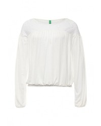 Женская белая футболка с длинным рукавом от United Colors of Benetton
