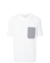 Мужская белая футболка с круглым вырезом в вертикальную полоску от CK Calvin Klein