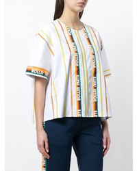 Женская белая футболка с круглым вырезом в вертикальную полоску от Mira Mikati