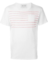Белая футболка с круглым вырезом в горизонтальную полоску