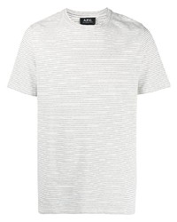 Мужская белая футболка с круглым вырезом в горизонтальную полоску от A.P.C.