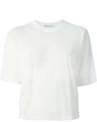 Женская белая футболка с круглым вырезом в горизонтальную полоску от Alexander Wang