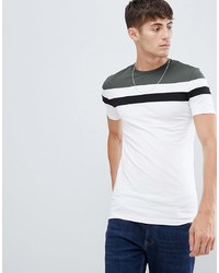Мужская белая футболка с круглым вырезом в горизонтальную полоску от ASOS DESIGN