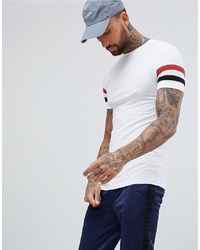 Мужская белая футболка с круглым вырезом в горизонтальную полоску от ASOS DESIGN