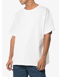 Мужская белая футболка с круглым вырезом в горизонтальную полоску от Facetasm