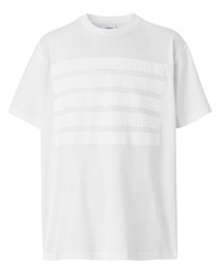 Мужская белая футболка с круглым вырезом в горизонтальную полоску от Burberry