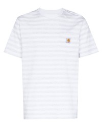 Мужская белая футболка с круглым вырезом в горизонтальную полоску от Carhartt WIP